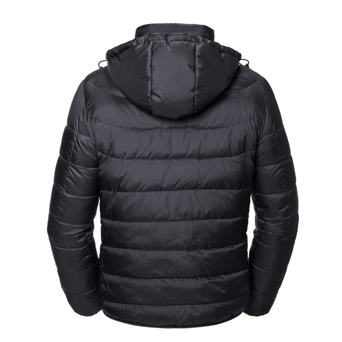 Russell Heren Nano Gewatteerd jack met capuchon (Zwart)
