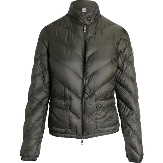 Moncler Gevoerde Donsjas in Olijf Polyamide