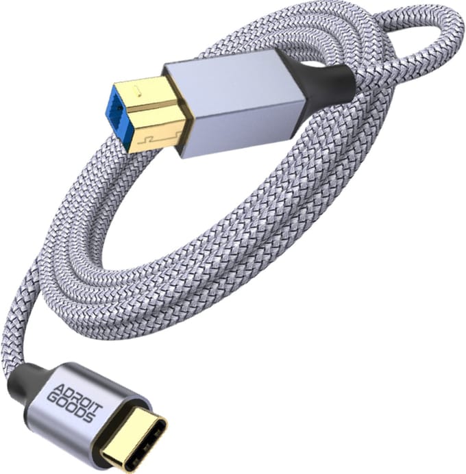 AdroitGoods USB-C naar USB-B printerkabel - USB 3.0– 5Gbps – 1m - Geschikt voor Docking Station, Externe Harde Drivers en Scanner - Grijs