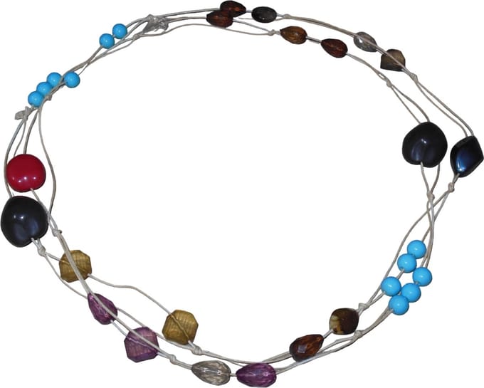 Ketting lichtbruin met diverse kleuren kralen