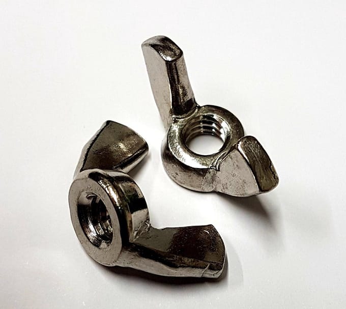 VLEUGELMOER UNC 1/4" - 20 - 10 STUKS - ROEST VAST STAAL (RVS) GRADE 8 - KWALITEIT 8.8