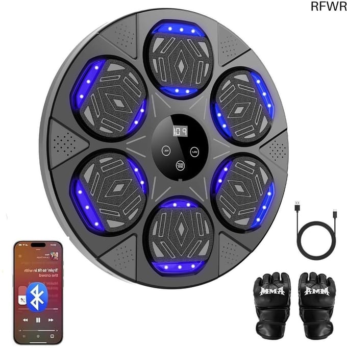 RFWR® Muziek Boksmachine met Bluetooth en LED Lichtbox – Elektronische Bokstraining met 7 Modi
