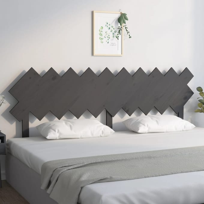 vidaXL - Hoofdbord - 196x3x80,5 - cm - massief - grenenhout - grijs