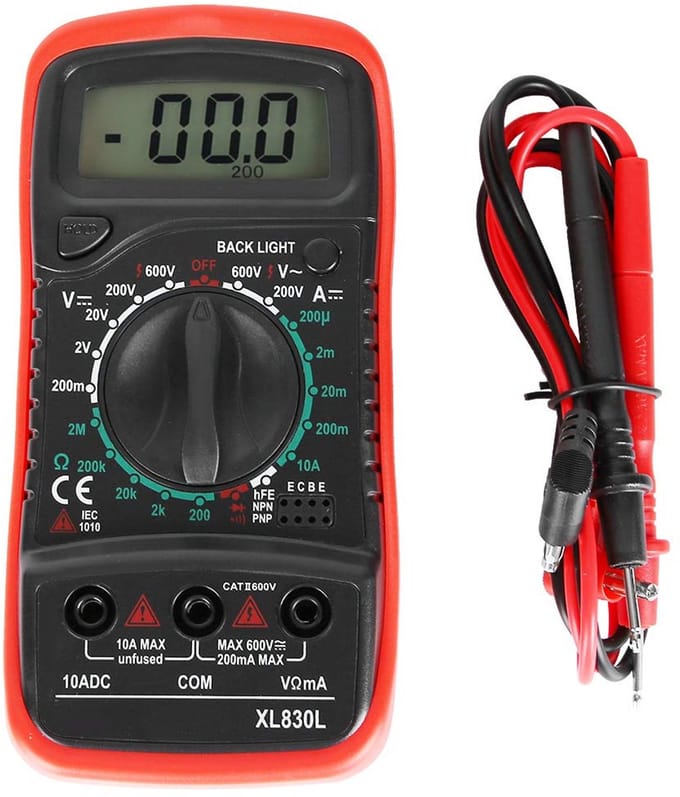 Digitale Multimeter - Voltmeter Ammeter Tester - Elektrische Metingen - LCD Met Achtergrondverlichting - 1999 Counts - Rood