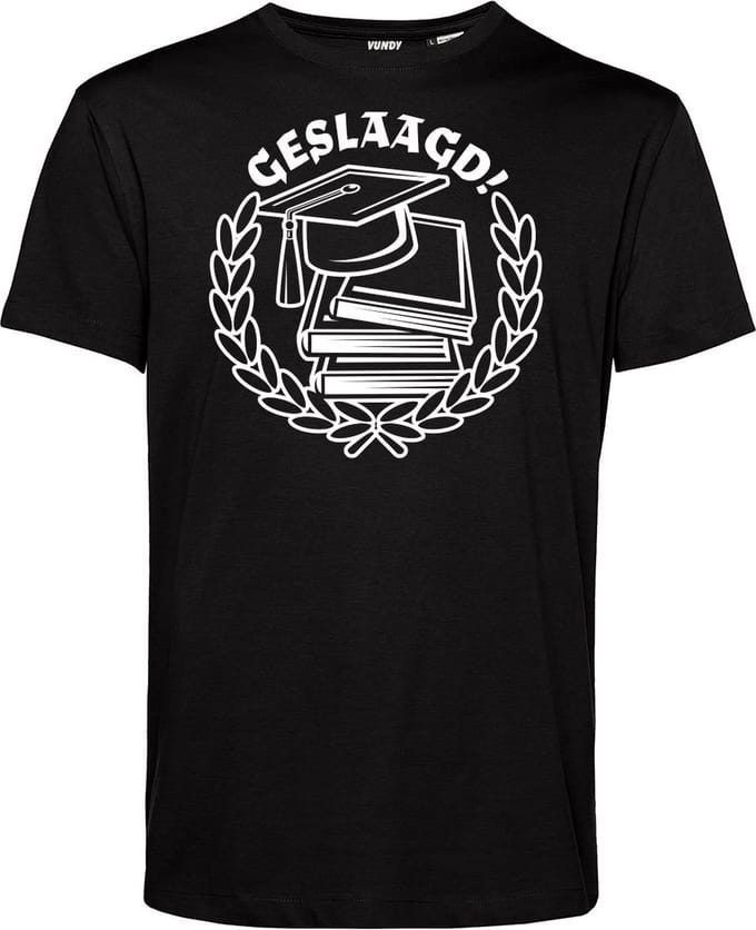 T-shirt Geslaagd | Geslaagd Cadeau | Afgestudeerd | Diploma | Zwart | maat S