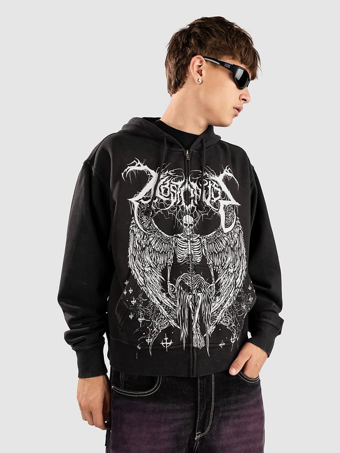 A Lost Cause Fallen Angel Boxy Zip Hoodie zwart