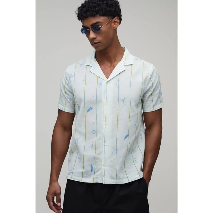 Regular Fit Overhemd Met Krijtstreepprint | Blue | Size Medium