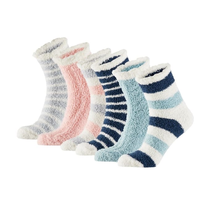 Bedsokken Dames – 6-Pack - Rose/Blauw - Voordeelpakket - One size