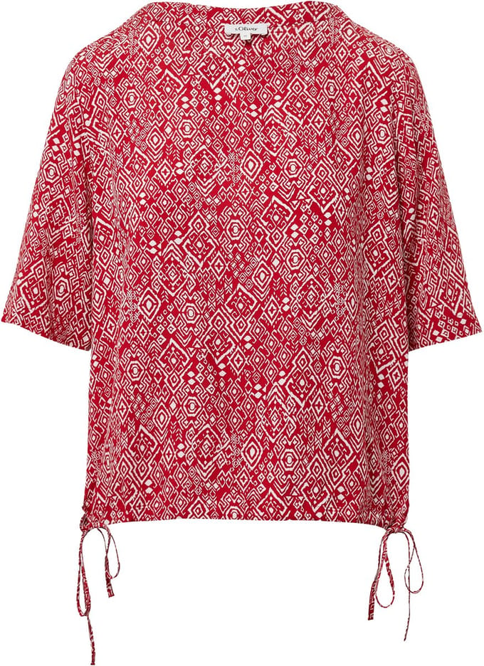 s.Oliver - female - Gedessineerde overhemdblouse met verstelbare zoom