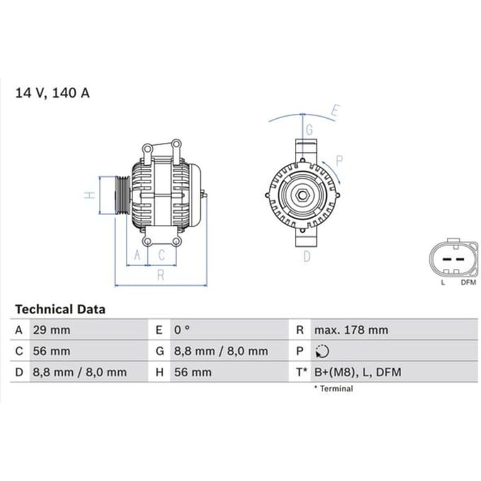 Driefasige generator BOSCH 0 986 046 180