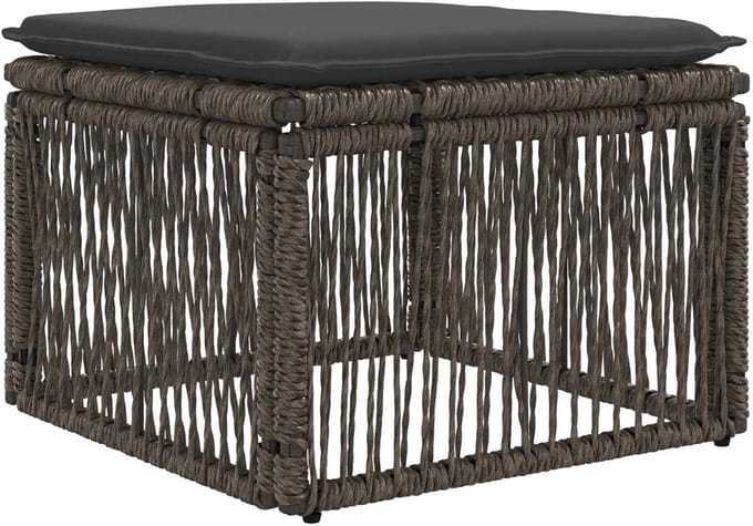 vidaXL - voetensteun - Grijs - poly - rattan