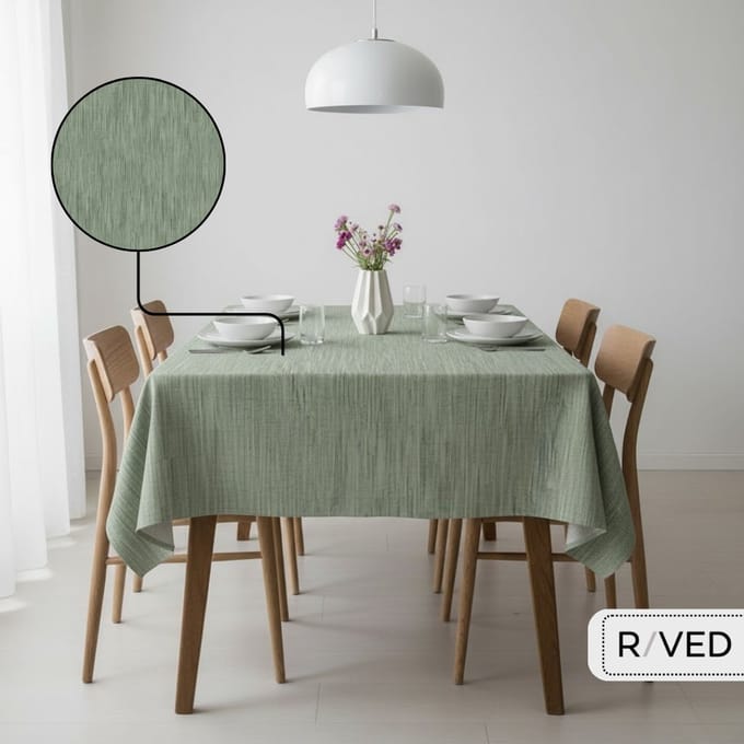 Raved Tafelzeil – 140 cm x 100 cm – Linnenlook Groen – PVC – Afwasbaar