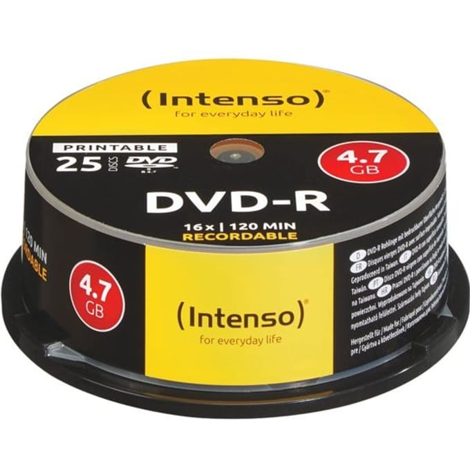 Intenso 4801154 DVD-R disc 4.7 GB 25 stuk(s) Spindel Bedrukbaar