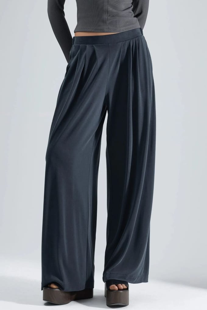 Plissé Wijd Pantalon met Zakken