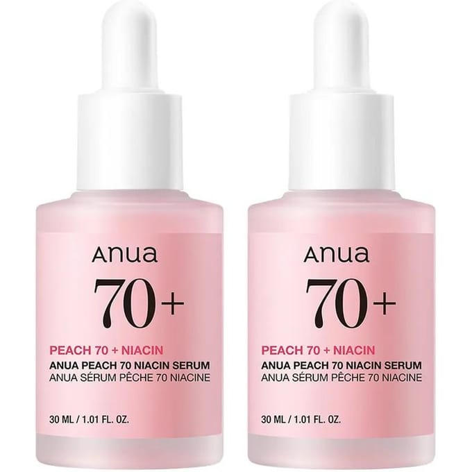 ANUA Perzik 70 Niacinamide Serum Verhelderend & Glow Verzorging 30ml x2 Set white