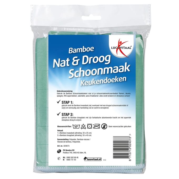 Lucovitaal Bamboe Schoonmaakdoeken 3 stuks