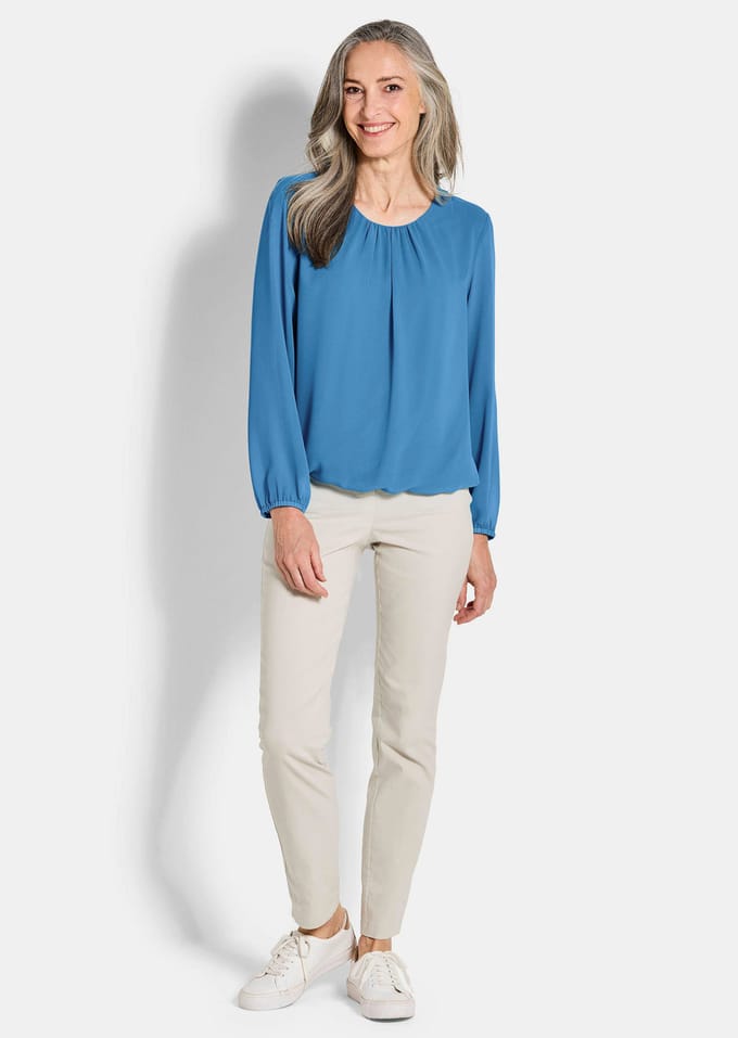 Elegante blouse van chiffon - blauw - Gr. 42 van Goldner Fashion