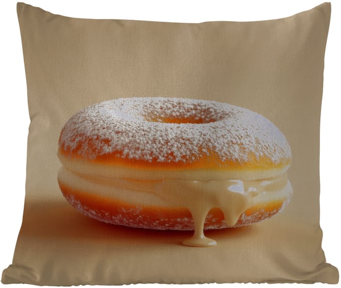 Buitenkussen - Donut - Romig - Poedersuiker - Beige - 45x45 cm - Weerbestendig