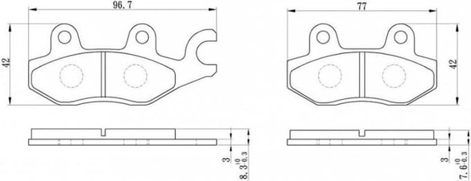 Remblokken Perftec voor Motor Kawasaki 300 Z ABS 2015 tot 2016 vooraan Nieuw