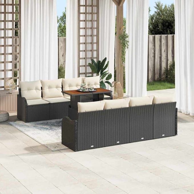 vidaXL - Tuinbank - Set - 7 - st - Zwart - en - crème