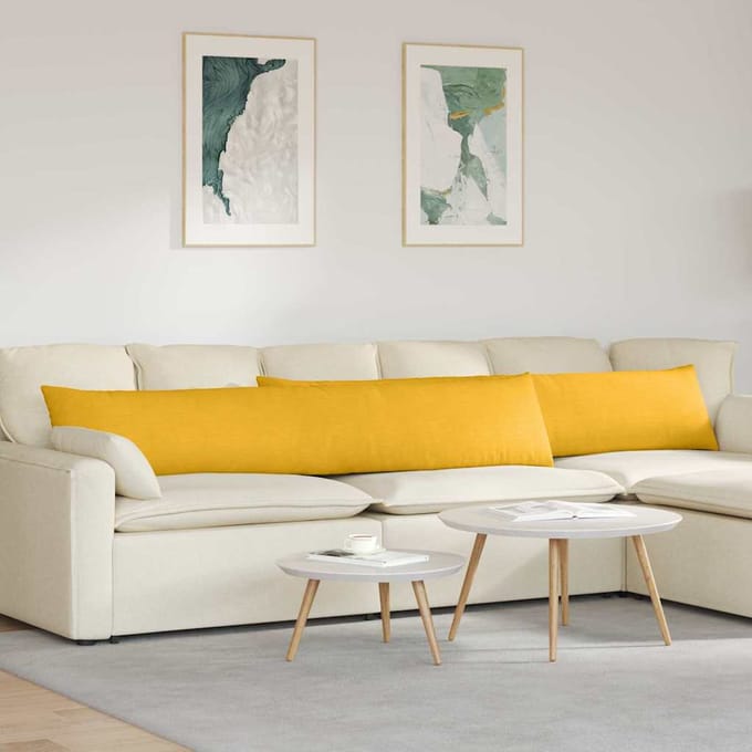 vidaXL - Zitkussens - 2 - pcs - Licht - Geel - 200 - x - 40 - cm - Corduroy - stof