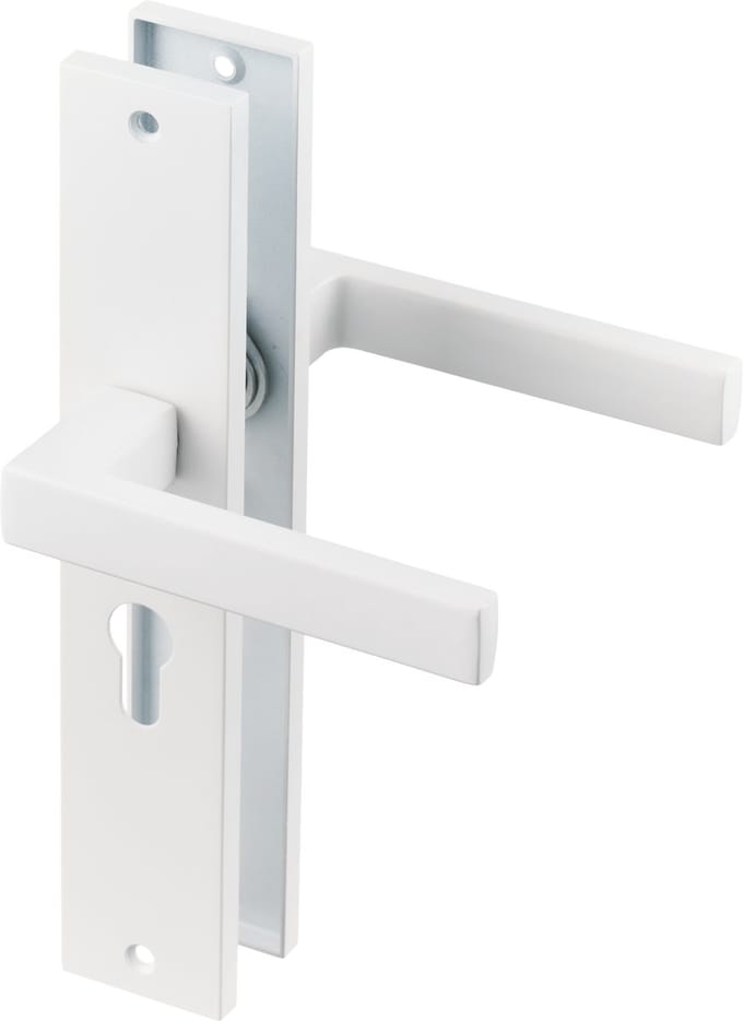 Lorto - Witte Deurklink - Cilindergat - Recht Lang Schild - PC 55mm