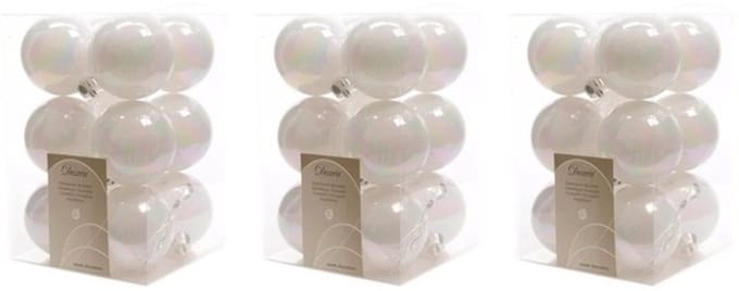 Decoris kerstballen - 36x st - parelmoer wit - D6 cm - kunststof - mat/glans - kerstversiering