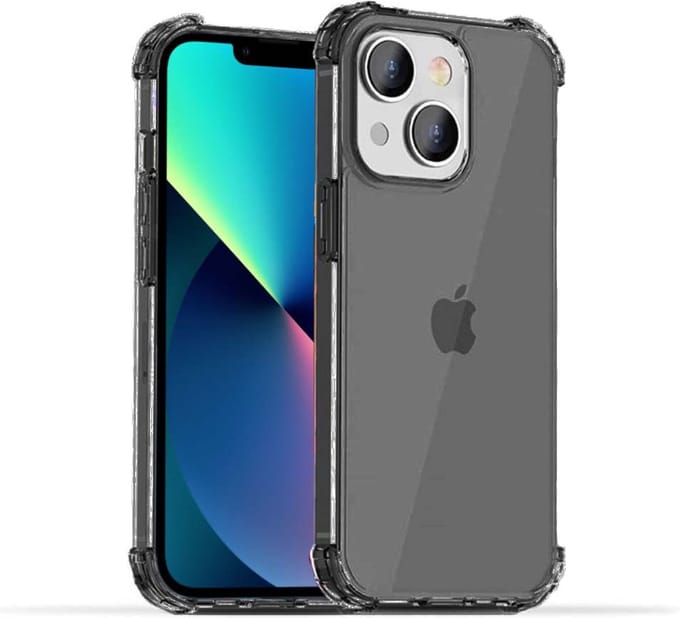 Smartphonica iPhone 13 transparant shockproof siliconen hoesje met stootrand - Zwart geschikt voor iPhone 13
