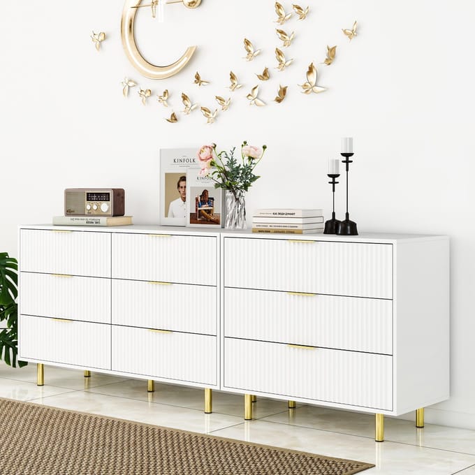 Wishdor - Modulaire Ladekastset Met 9 Laden - Reliëfstructuur - Minimalistisch - MDF - Wit