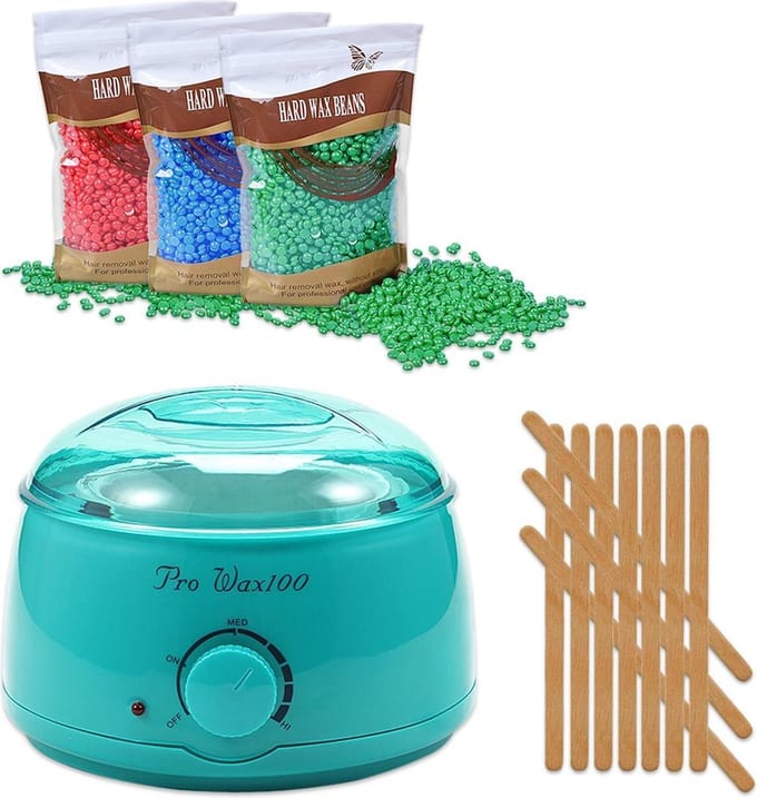 Waxapparaat starterset 100Watt -turquoise-ontharen-wax beans-wax verwarmer