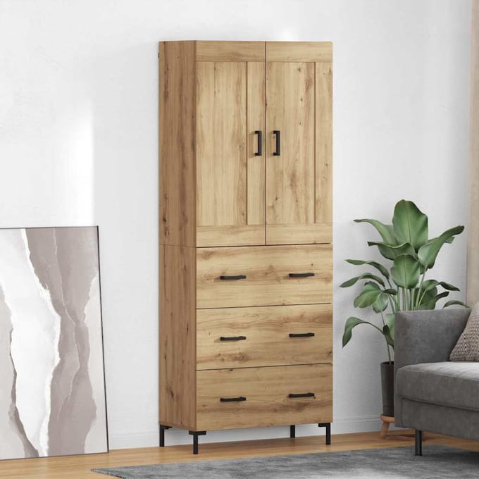 vidaXL - Highboard - 2 - st - Artisan - Eiken - 69,5 - x - 34 - x - 180 - cm - Bewerkt - hout