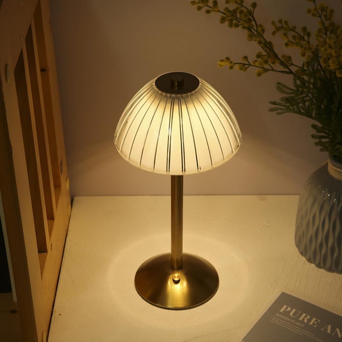 Draadloze tafellamp USB oplaadbare LED-bureaulamp met aanraakbediening dimbaar 3 lichtkleuren brons