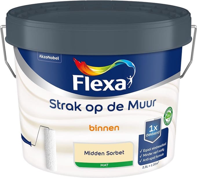 Flexa - Strak Op De Muur Binnen Mat - Midden Sorbet - Mengverf - 2,5 L