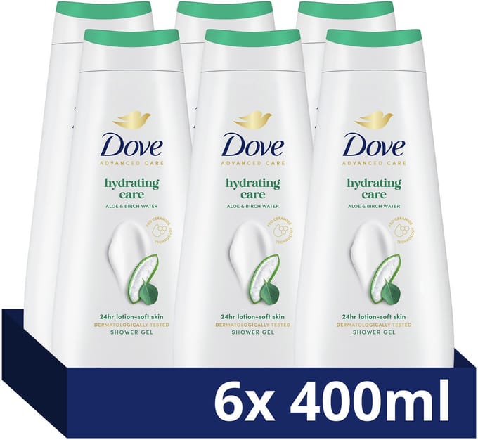 Dove - Douchegel - Advanced Care - Hydrating Care - 6 x 400 ml - Voordeelverpakking