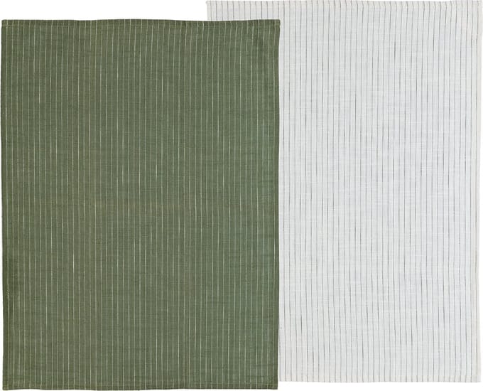 Södahl Line Theedoek 50 x 70 cm 2 stuks Olive/White