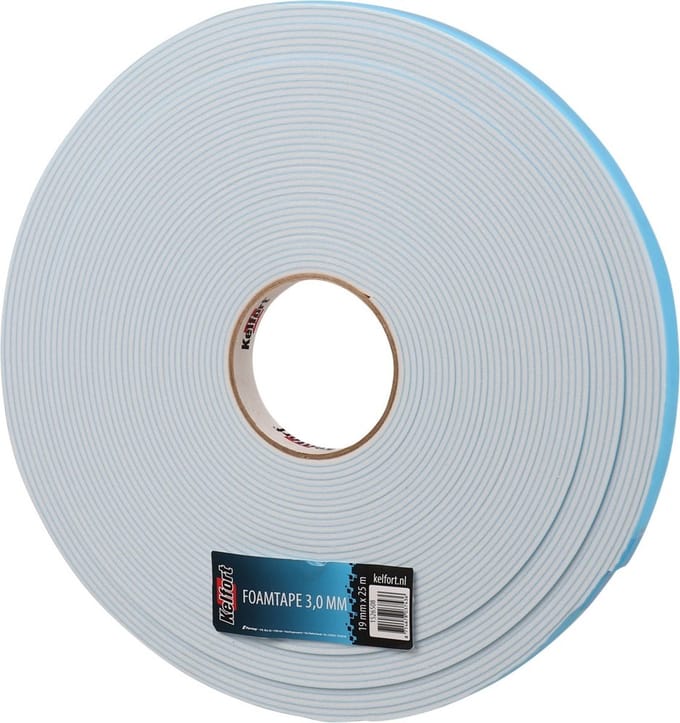 Foam tape dubbelzijdig 3.0mm x 19mm x 25 meter