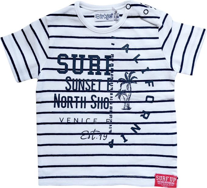 Dirkje T-shirt - Wit + Navy blauw - maat 74