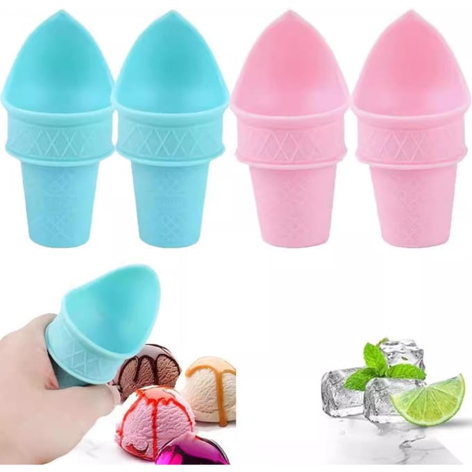4 Stuks Herbruikbare Mini IJshoorntjes Schepjes Voor Verjaardagsfeest, Afstudeerfeesten enz. pink
