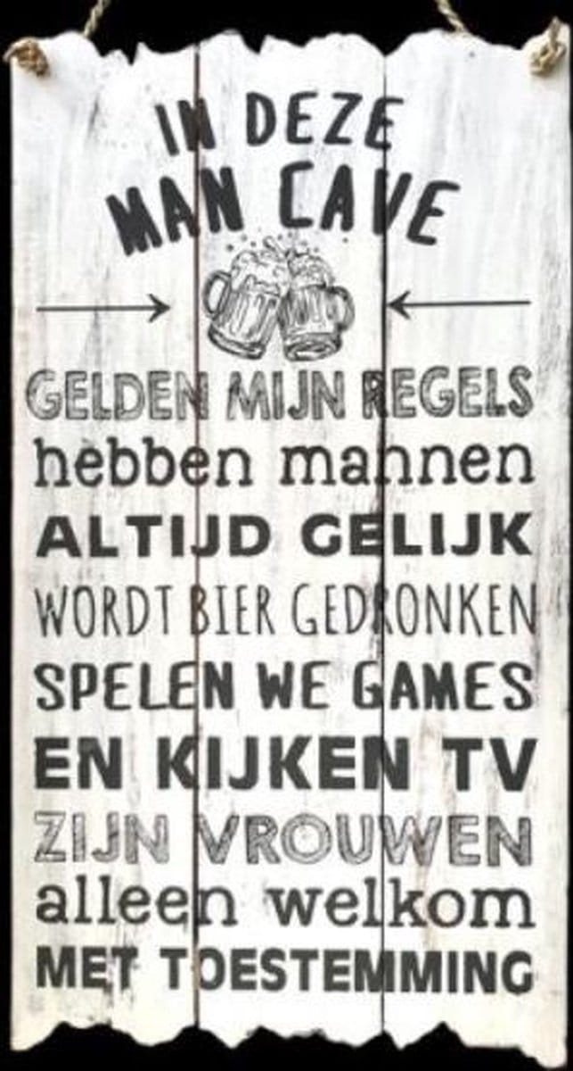 Man cave - houten tekstbord - Mancave - Bord mancave