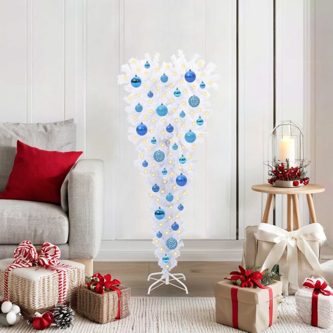 vidaXL - Kunstkerstboom - met - 150 - LED - Wit - 120 - cm - PVC - en - Staal