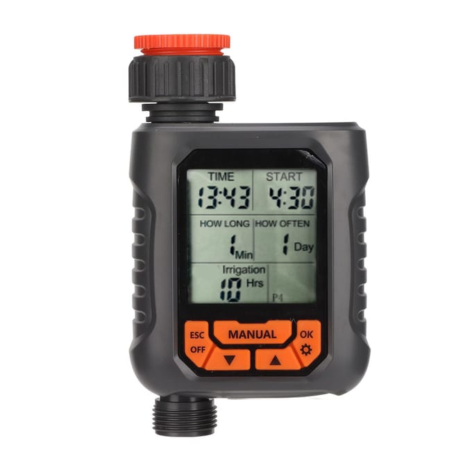 Minuterie d'arrosage G3/4, contrôleur d'irrigation numérique étanche IP65 avec grand écran LCD et cuivre black