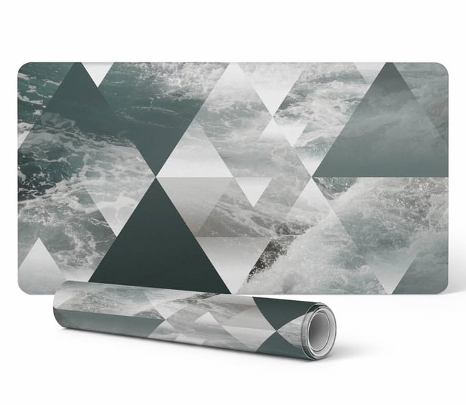 Bureauonderlegger voor grafisch ontwerpers en vormgevers, geometrische golven, 120x60 cm