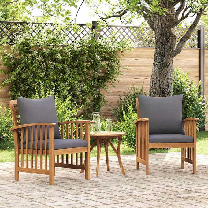vidaXL - Tuinstoelen - 2 - st - met - kussens - massief - acaciahout