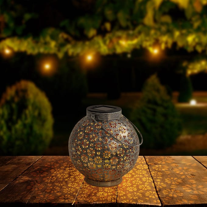 Näve LED lamp op zonne-energie 52854, zilver, metaal, 20 cm, IP44, set van 2