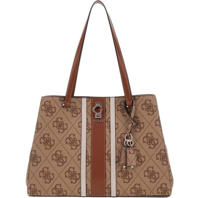 GUESS schoudertas Erenia Tote Bag Latte Logo beige