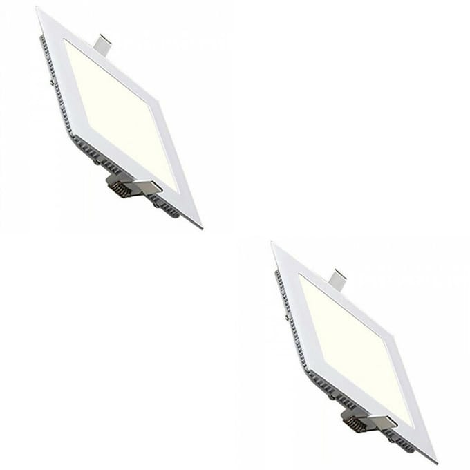 LED Downlight Slim 2 Pack - Inbouw Vierkant 3W - Natuurlijk Wit 4200K - Mat Wit Aluminium - 89mm