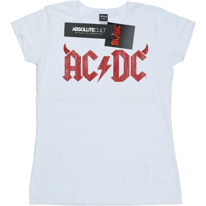 AC/DC Dames/Dames Horns Logo Katoenen T-Shirt (Wit)