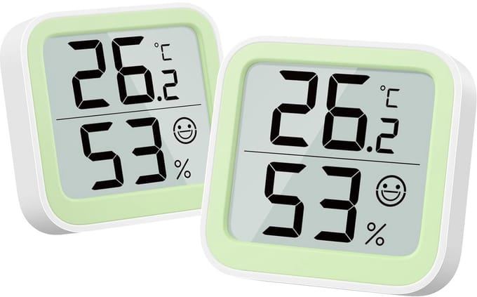 Mini Hygrometer en Temperatuursensor voor Binnen - Vochtigheid Meter met Comfortdisplay voor Babykamer