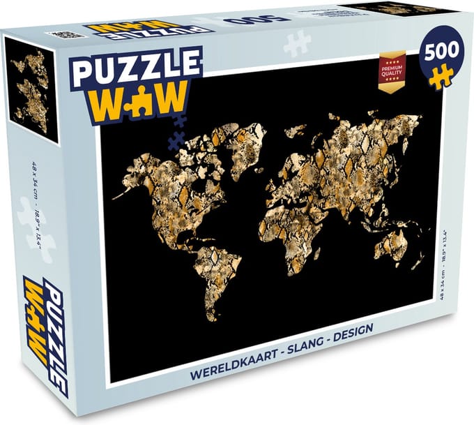Puzzel Wereldkaart - Slang - Design - Legpuzzel - Puzzel 500 stukjes