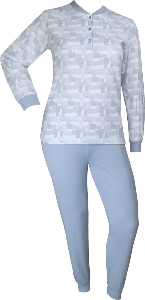 Dames pyjama Lunatex jersey flanel Mosaic Blauw - maat XL